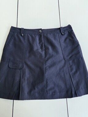 IZOD Golf Womens Mini Skirt Black Slit Detail Zipper Fly Pockets Belt Loops Sz 8